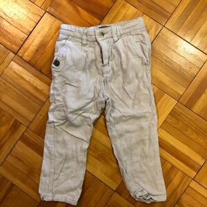 Cream Casual Linen Blend Bottoms with Relaxed Fit